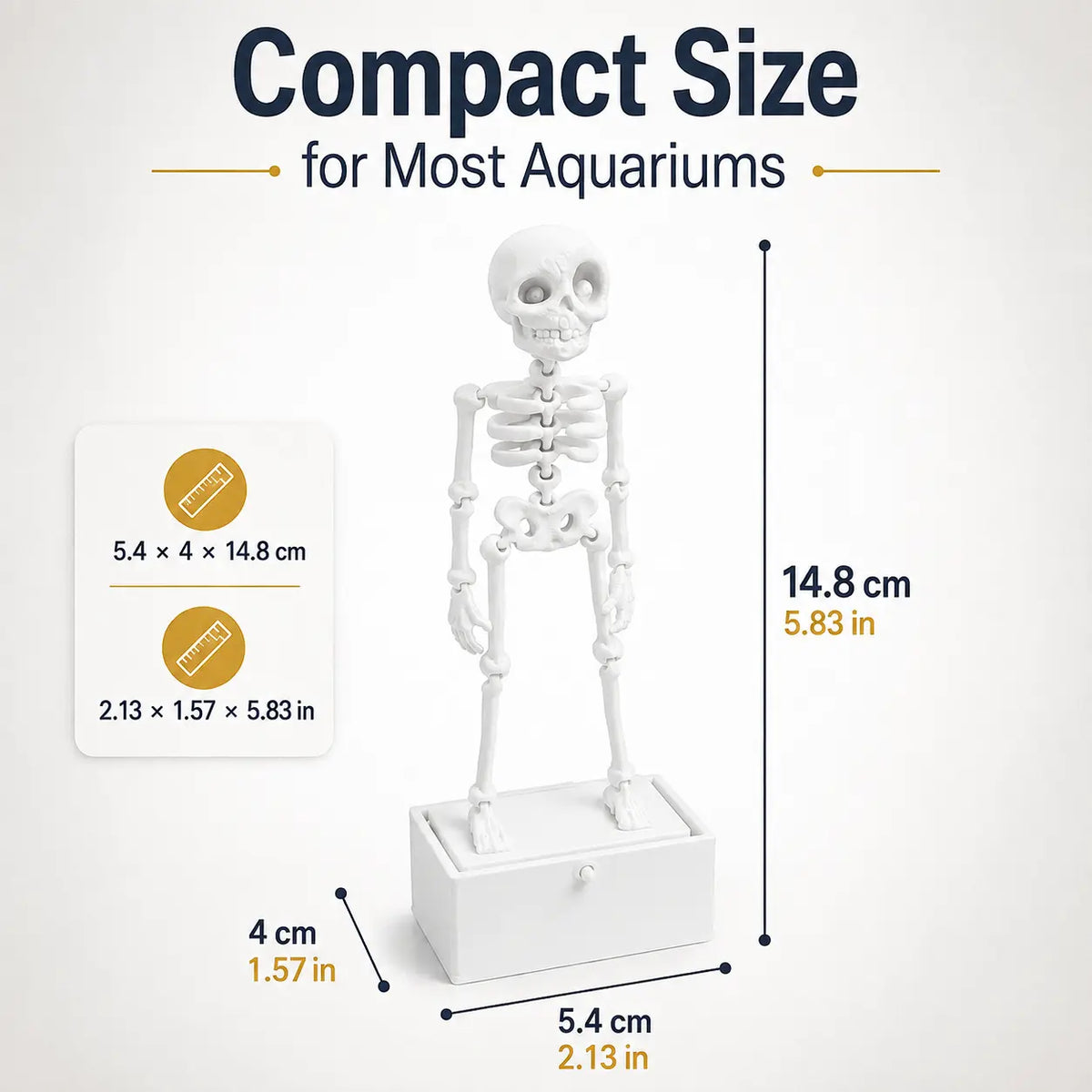 3D-Printed Aquarium Dancing Skeleton Ornament with Suction Cup Base and Air Tube, Bubble-Activated Fish Tank Decoration, Halloween Aquarium Decoration