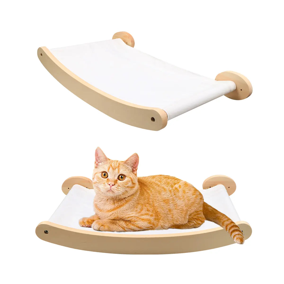 3-Piece Wall-Mounted Cat Climbing Set Cat Tree &Cat Hammock &Cat Ladder Cat Wall Mounted Furniture for Sleeping Playing Rest Kitten Home Natural Wood #Summersale