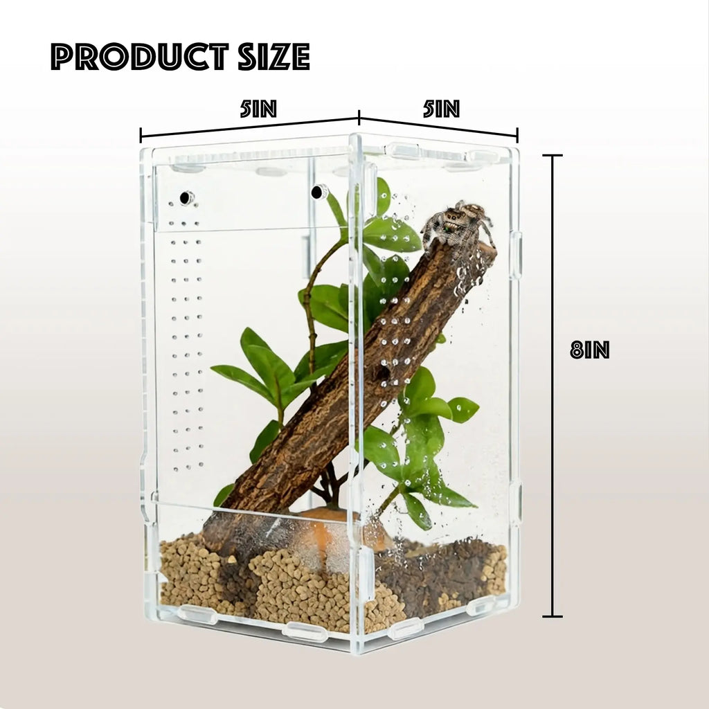5X5X8 Reptile Tank – Acrylic Reptile Enclosure Terrarium for Cre Sted Gecko, Lizards, Spiders & Snakes – Clear Lizard Habitat Terrarium