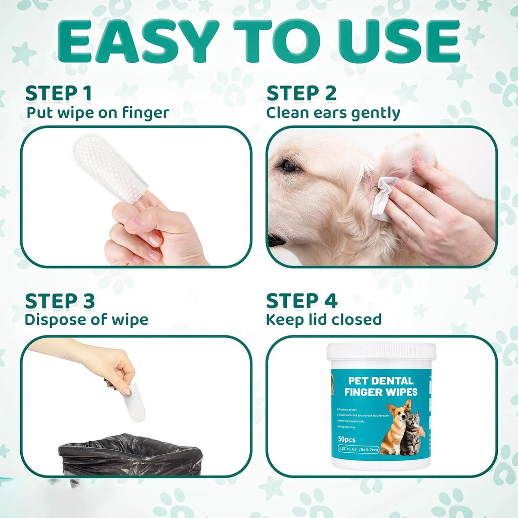 Edenwag Pet Teeth Cleaning Wipes for Dogs & Cats, Vet-Recommended Remove Bad Breath & Plaque & Tartar Buildup, Dog Tooth Brushing Kit, Dog Breath Freshener, Dogs Toothbrush & Toothpaste Alternatives Sohochic