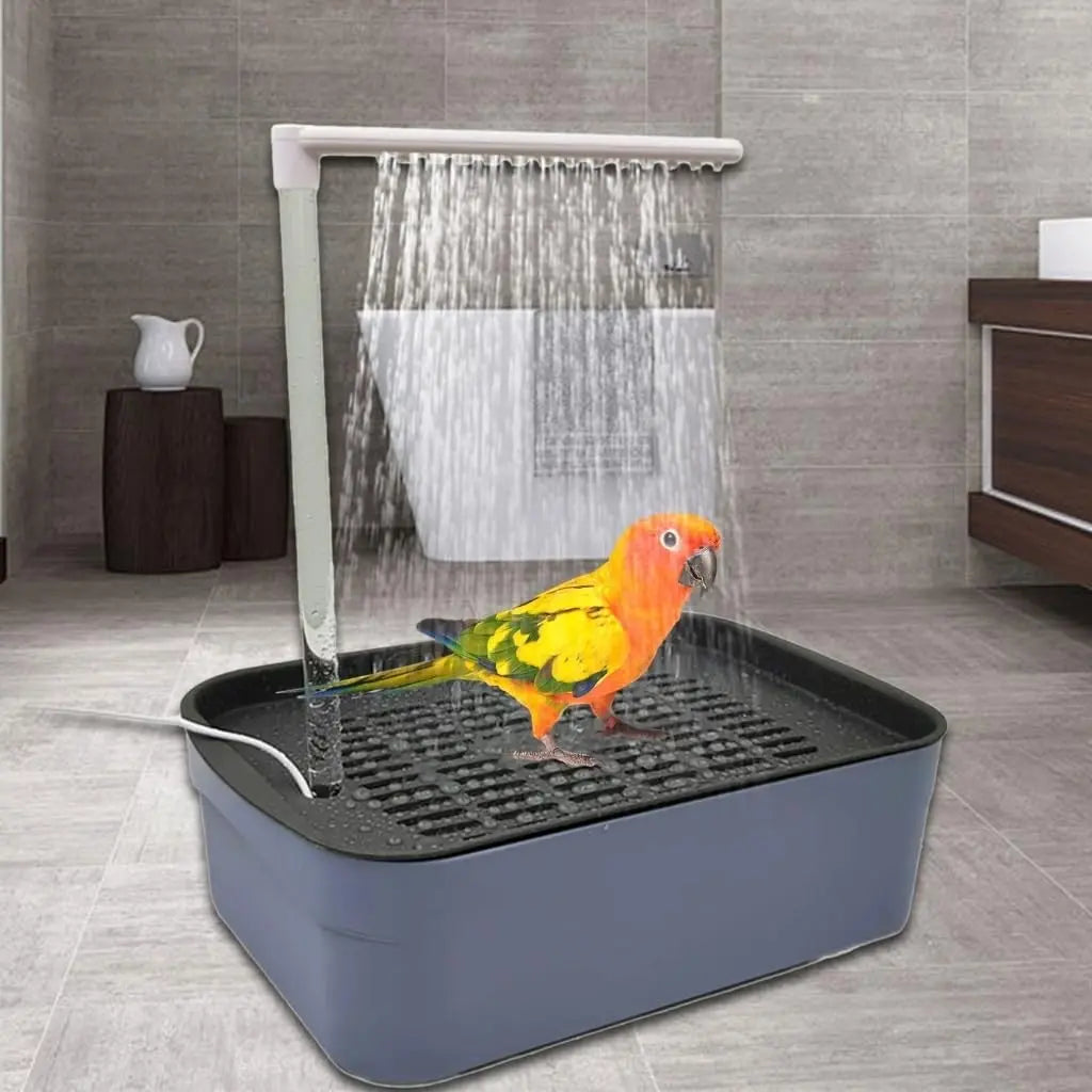Parrot Bathtub – Automatic Bird Bath for Cages, Automatic Shower Fountain for Parrots & Pet Birds, Usb-Powered Circulating Bathtub for Cockatoos, Parakeets, and African Greys, Bird Supplies