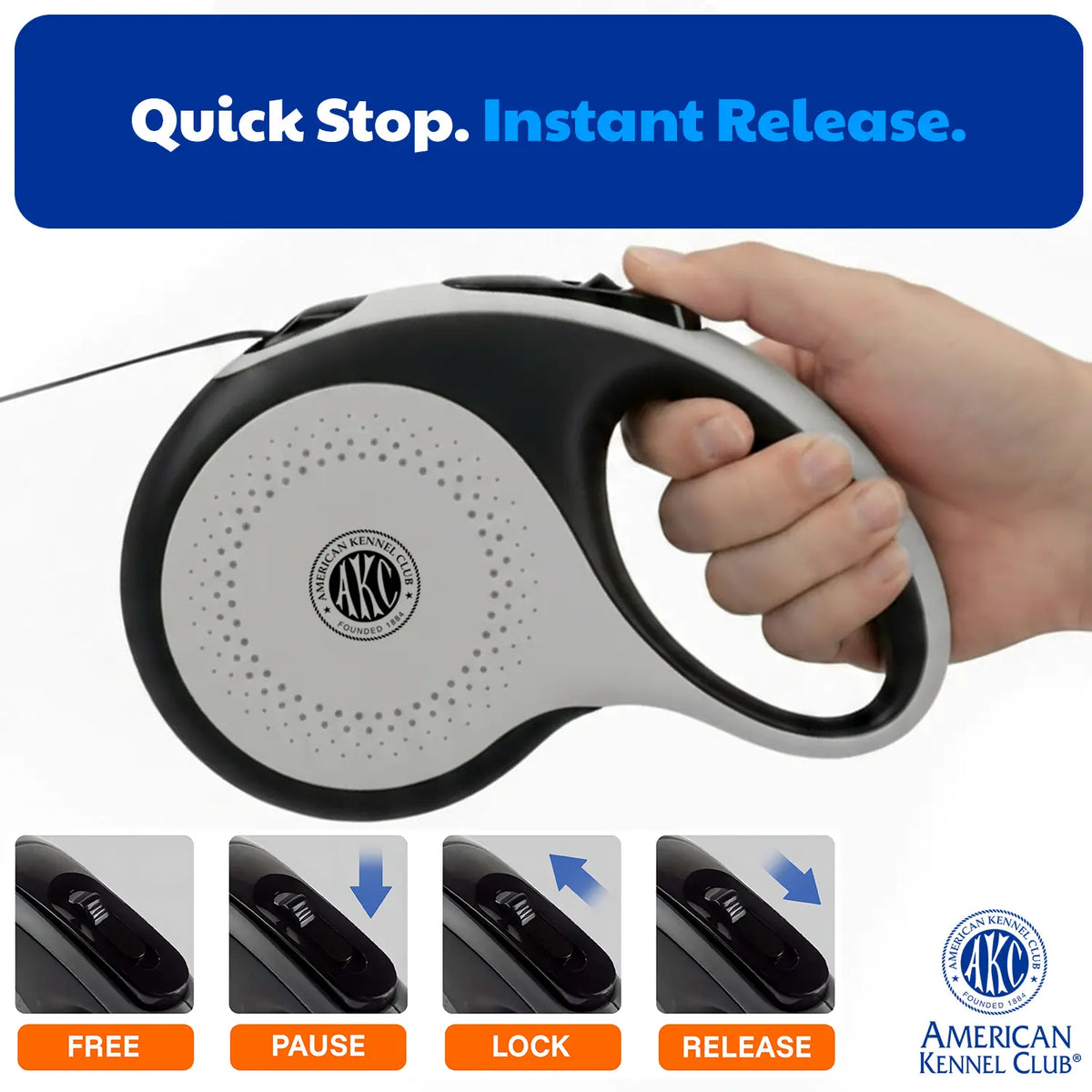 American Kennel Club Retractable Dog Leash, Tangle-Free, 16.4 Ft, for Medium Dogs up to 66 Lbs