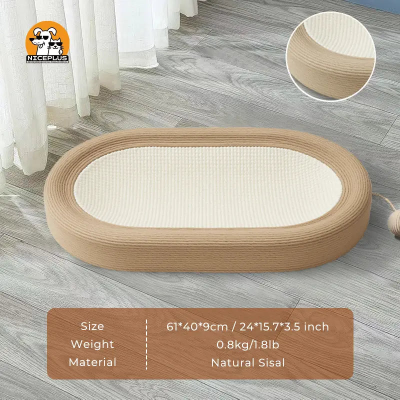 NICEPLUS 2-In-1 Cat Scratcher Lounge Bed, Play and Rest Design, Sisal Cardboard Mix, No Paper Scraps, anti Overturning, Heavy Duty Plant Fiber, Non-Toxic, Eco-Friendly